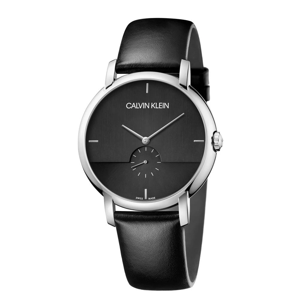 商品Calvin Klein|Calvin Klein Men's K9H2X1C1 Established 43mm Black Dial Leather Watch,价格¥503,第1张图片