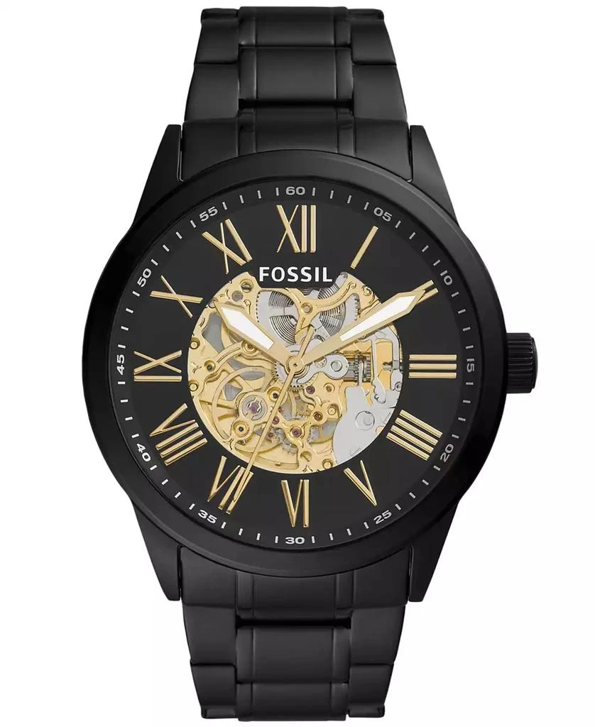 商品Fossil|Men's Flynn Automatic Black Stainless Steel Watch 48mm,价格¥2082,第1张图片