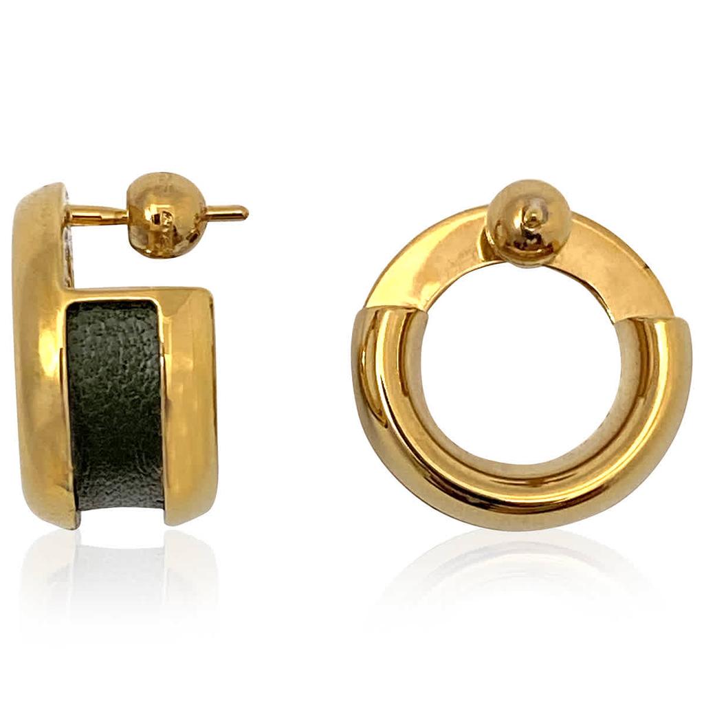Leather & Bronze Grommet Hoop Earrings商品第1张图片规格展示
