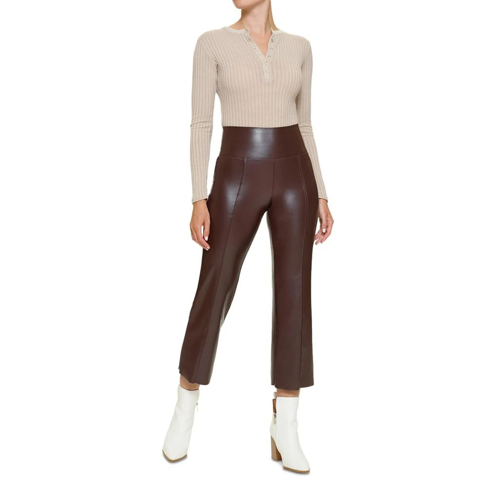 商品Hue|Women's Cropped Flared Faux-Leather Leggings,价格¥76,第1张图片