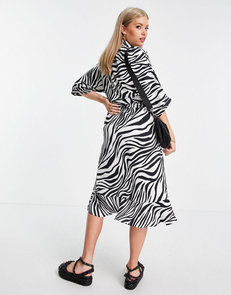 Topshop Tall zebra print shirt dress商品第2张图片规格展示