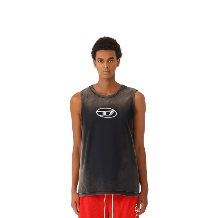 商品[国内直发] Diesel|迪赛 SS24 OVAL-D系列 圆领套头字母品牌Logo刺绣宽松无袖背心 男款 灰色,价格¥1325,第5张图片详细描述
