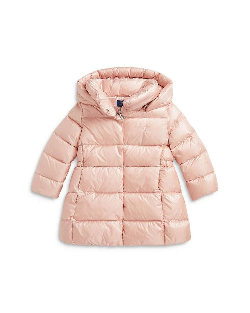 商品Ralph Lauren|Girls' Metallic Down Hooded Long Jacket - Little Kid, Big Kid,价格¥1854,第1张图片详细描述