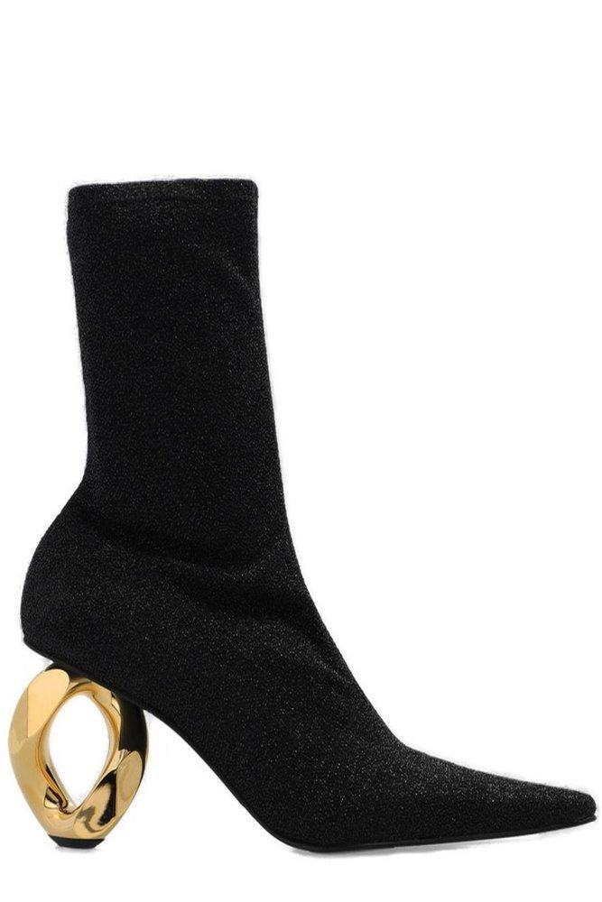 商品JW Anderson|JW Anderson Chain Heel Pointed Toe Sock Boots,价格¥4689,第1张图片