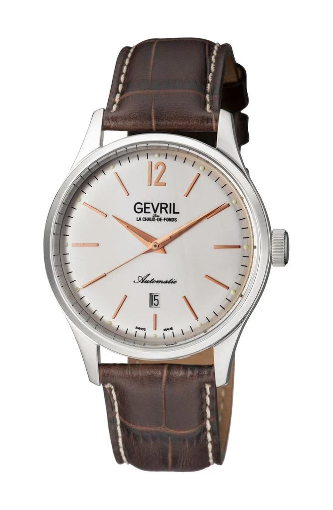 商品Gevril|Men's Five Points Alligator Embossed Leather Strap Watch, 43mm,价格¥1350,第1张图片