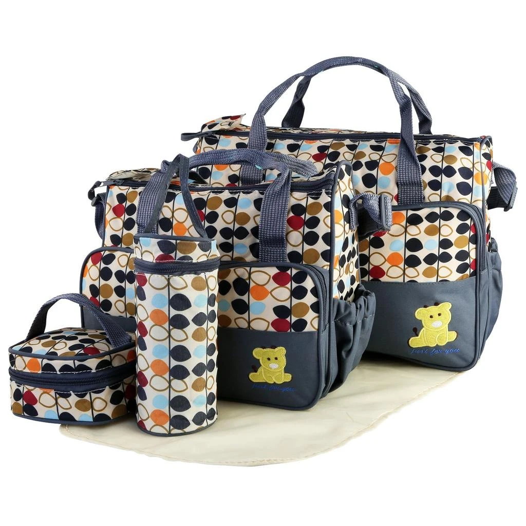 商品Global Bazaar|5PCS Baby Nappy Diaper Bags Set with Changing Pad,价格¥712,第4张图片详细描述