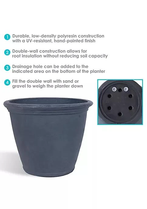 商品Sunnydaze Decor|Decor 24 In Anjelica Unbreakable Polyresin Planter   Slate   Set Of 2,价格¥1417,第4张图片详细描述