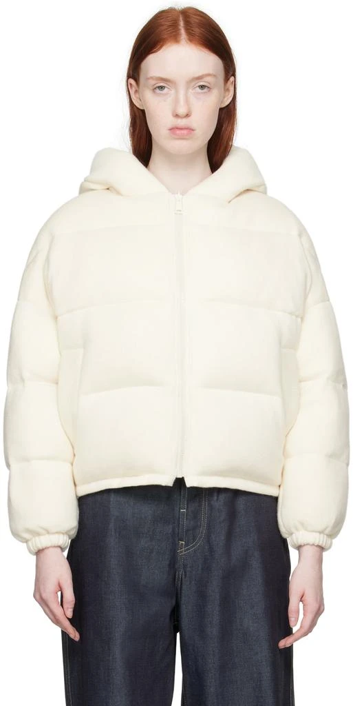 商品Yves Salomon|Off-White Hooded Down Jacket,价格¥2501,第1张图片