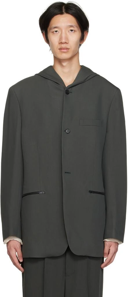 商品Acne Studios|Green Hooded Single-Breasted Blazer,价格¥2912,第1张图片