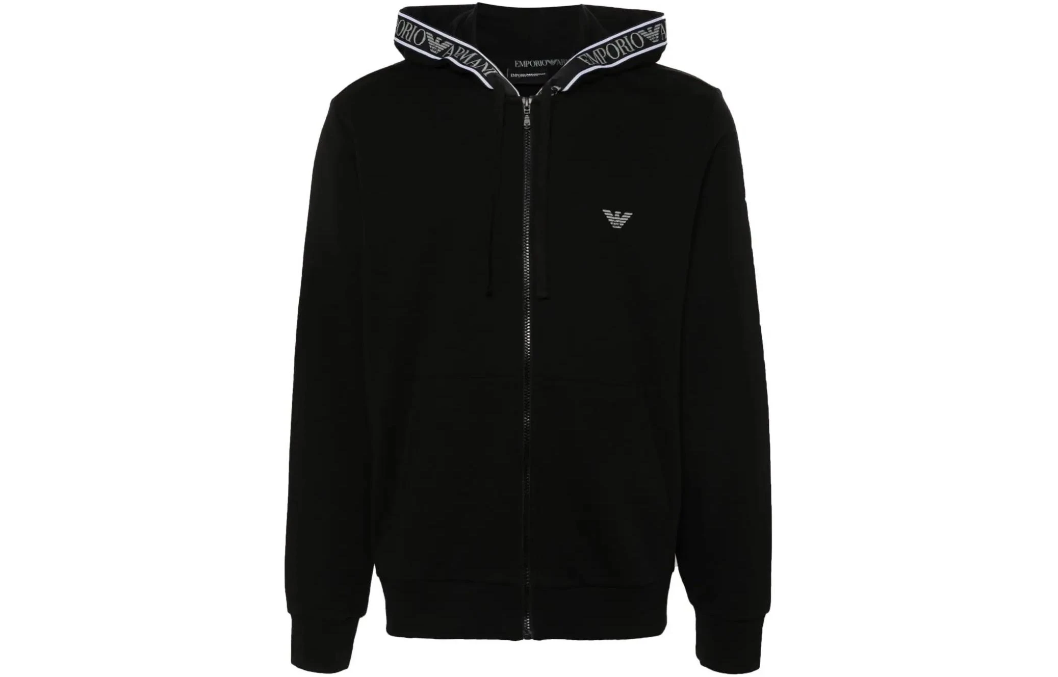 商品[国内直发] Emporio Armani|阿玛尼 字母品牌Logo图案连帽修身长袖夹克外套 男款 黑色,价格¥1873,第1张图片