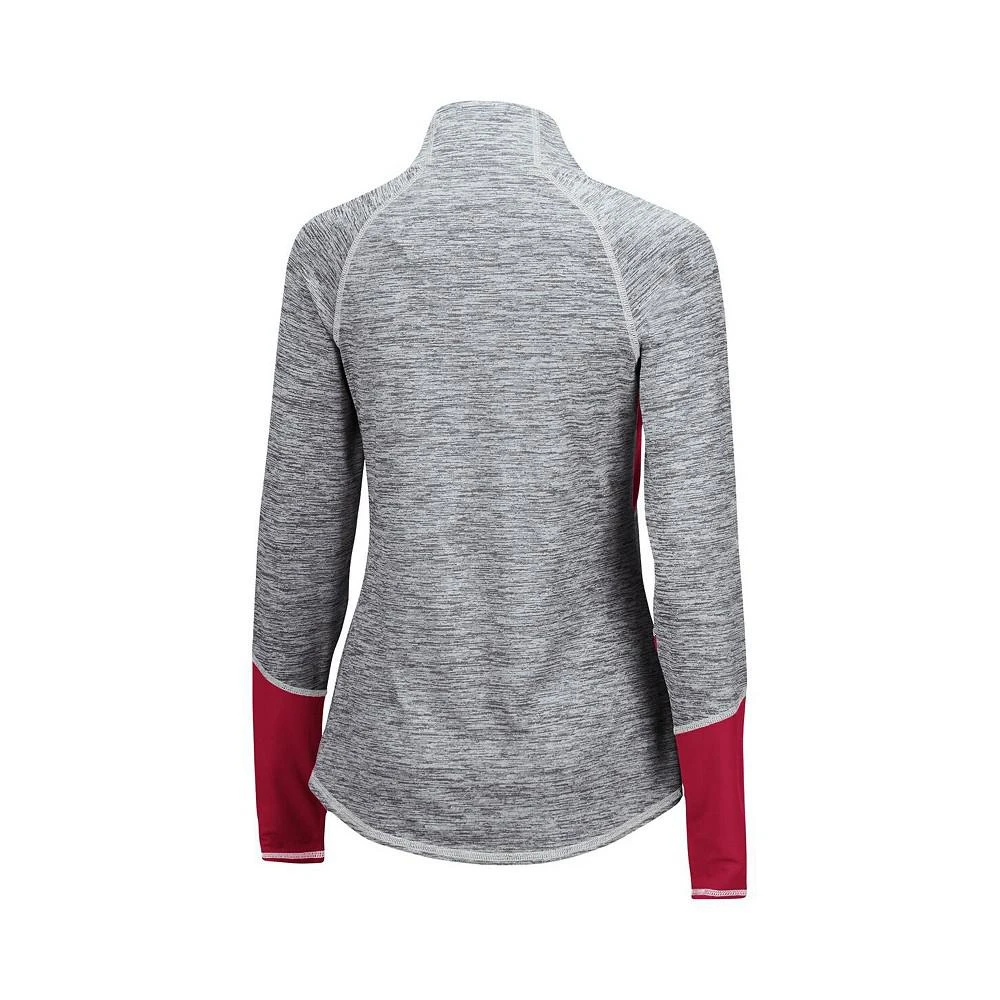 商品Colosseum|Women's Heathered Gray, Crimson Indiana Hoosiers Color Block Space-Dye Raglan Quarter-Zip Top,价格¥338,第3张图片详细描述
