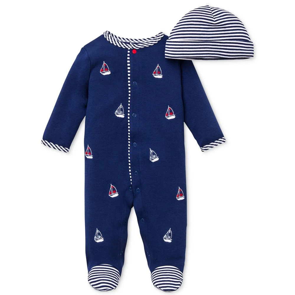商品Little Me|Baby Boys Sailboat Coverall and Hat, 2 Piece Set,价格¥96,第1张图片