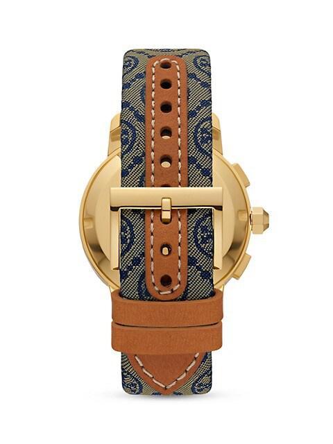 商品Tory Burch|The Tory Goldtone, Jacquard & Luggage Leather Watch,价格¥2431,第5张图片详细描述