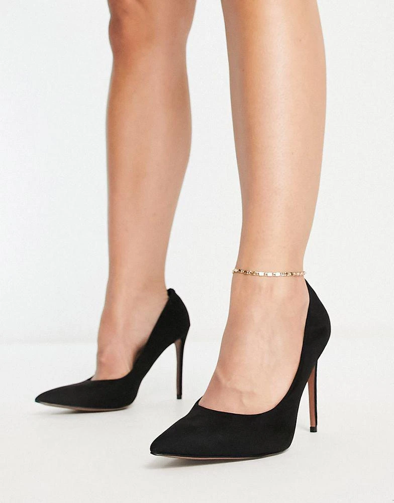 商品ASOS|ASOS DESIGN Wide Fit Penza pointed high heeled court shoes in black,价格¥157,第4张图片详细描述