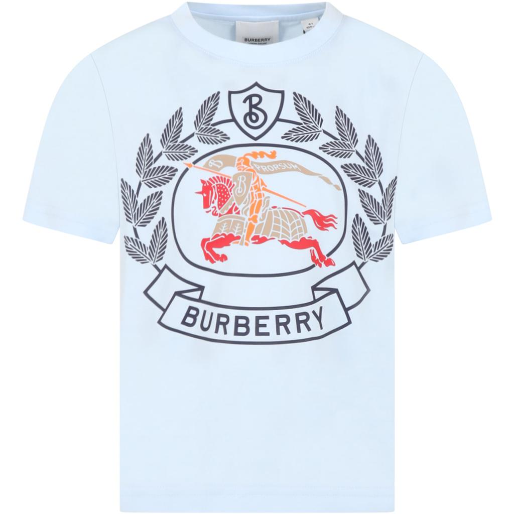 Burberry Light Blue T-shirt For Boy With Logo商品第1张图片规格展示