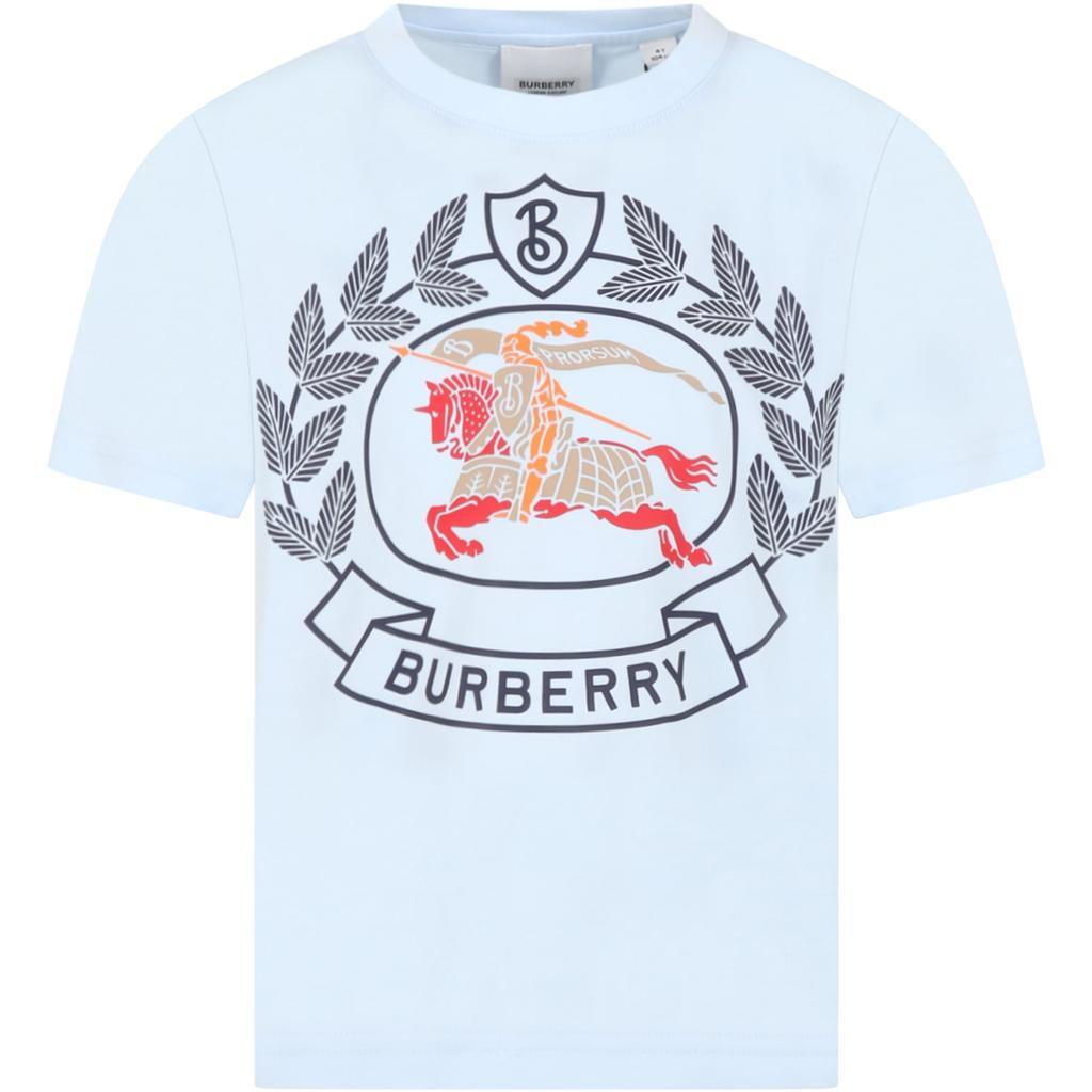 商品Burberry|Burberry Light Blue T-shirt For Boy With Logo,价格¥1796,第1张图片