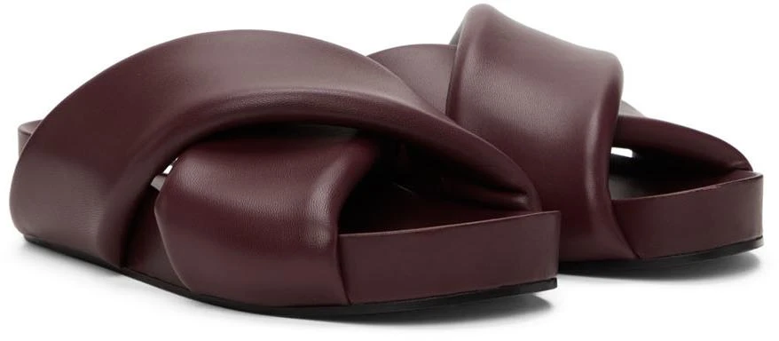 商品Jil Sander|Burgundy Oversize Wrapped Slides,价格¥1940,第4张图片详细描述