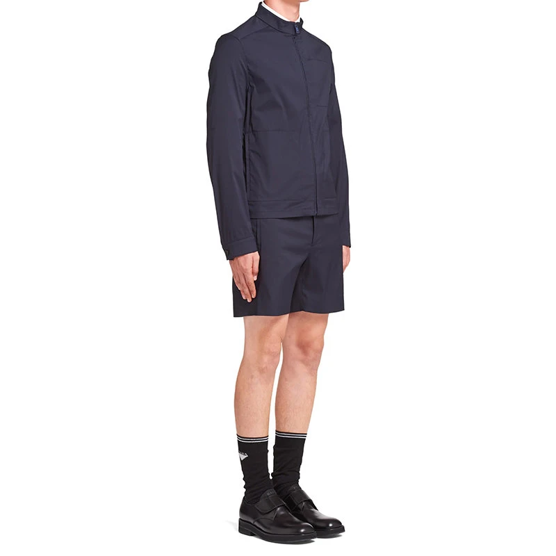 商品Prada|【预售3-7天】PRADA/普拉达 21年秋冬 男士蓝色棉质弹性短袖外套SGB765_Z21_F0V41_S_211,价格¥11048,第5张图片详细描述