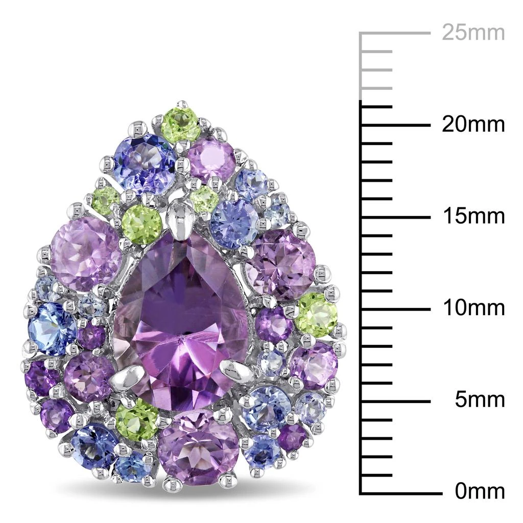 商品Mimi & Max|8 1/2 CT TGW Tanzanite, Rose de France, Peridot and Amethyst Pear-shape Cluster Earrings in Sterling Silver,价格¥1470,第3张图片详细描述