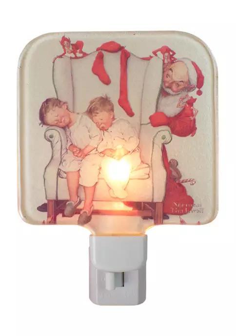 商品Northlight|6Inch Norman Rockwell 'Santa Looking at Two Sleeping Children' Glass Christmas Night Light,价格¥706,第1张图片