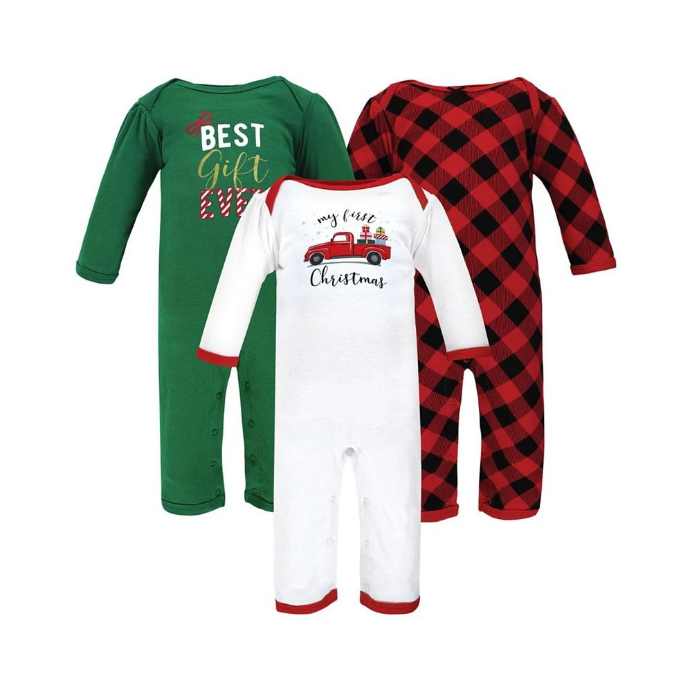 商品Hudson|Baby Girls and Boys Christmas Cotton Coveralls, Pack of 3,价格¥166,第1张图片