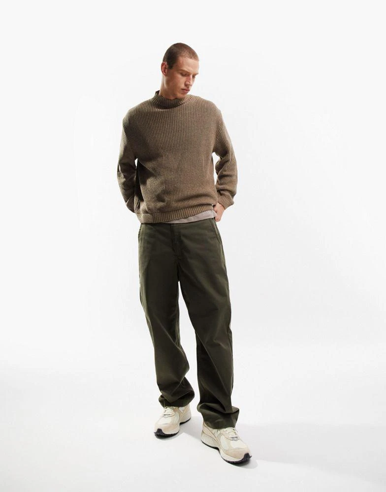 商品ASOS|ASOS DESIGN oversized fisherman rib turtle neck jumper in taupe marl,价格¥191,第5张图片详细描述