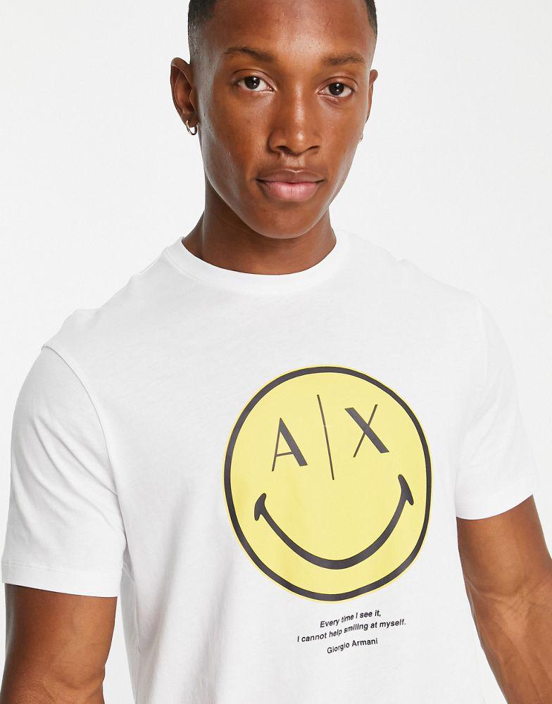Armani Exchange x Smiley Face t-shirt in white商品第4张图片规格展示