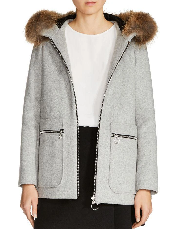 商品Maje|Grelo Faux-Fur Trimmed Coat ,价格¥2925,第1张图片