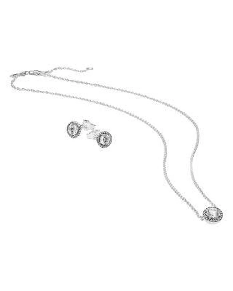 商品PANDORA|纯银&锆石项链耳饰套装,价格¥1112,第1张图片