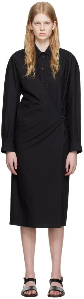 商品Lemaire|Black Straight Collar Twisted Midi Dress,价格¥2182,第1张图片