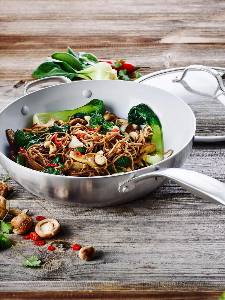商品Greenpan|Venice Pro 12-Inch Stainless Steel Ceramic Nonstick Covered Wok,价格¥1115,第2张图片详细描述