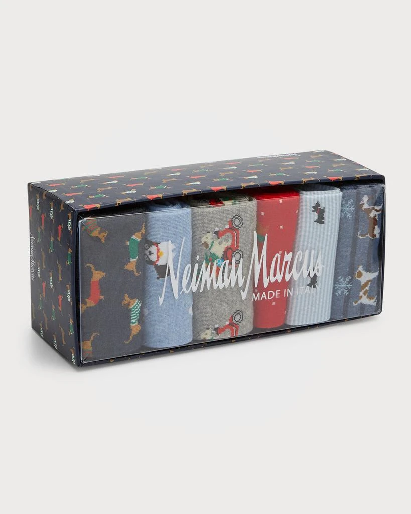 商品Neiman Marcus|Men's 6-Pack Dog Crew Socks Gift Box Set,价格¥418,第2张图片详细描述