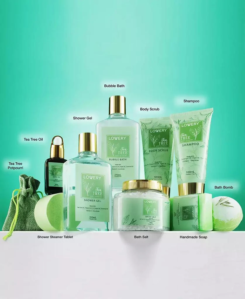 商品Lovery|Tea Tree Home Spa Body Care Gift Set, Natural Bath Gift Basket, 15 Piece,价格¥455,第3张图片详细描述