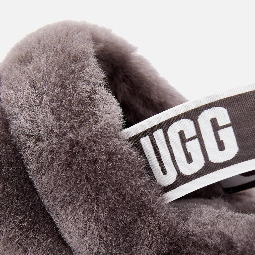 商品UGG|UGG Women's Fluff Yeah Slide Sheepskin Slippers - Charcoal,价格¥933,第6张图片详细描述