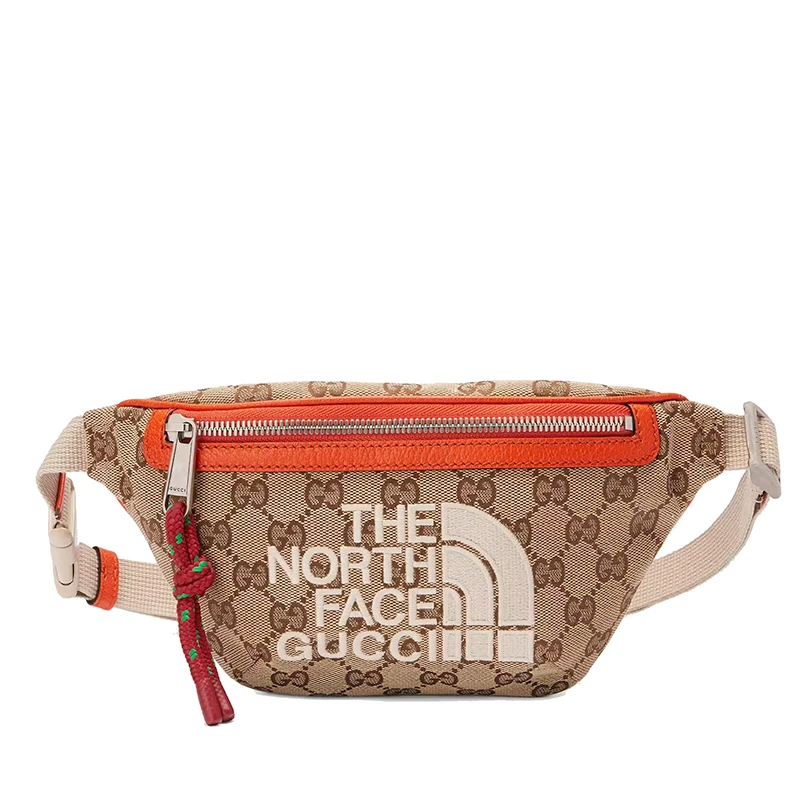 商品Gucci|GUCCI/古驰 The North Face联名系列 男士米色经典GG帆布橙色皮革细节斜跨腰包650299GY5UN8895,价格¥6605,第1张图片