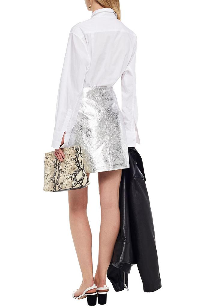 Metallic cracked-leather mini skirt商品第3张图片规格展示
