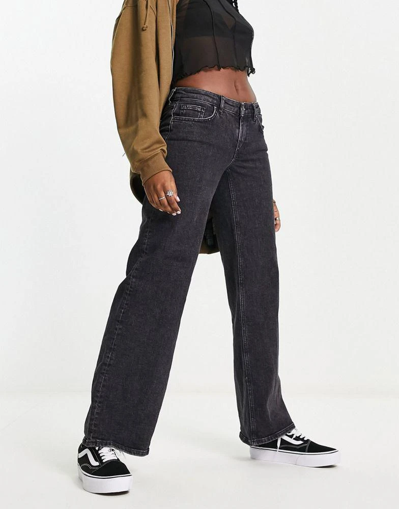商品ONLY|Only Juicy low rise wide leg jeans in black,价格¥346,第4张图片详细描述