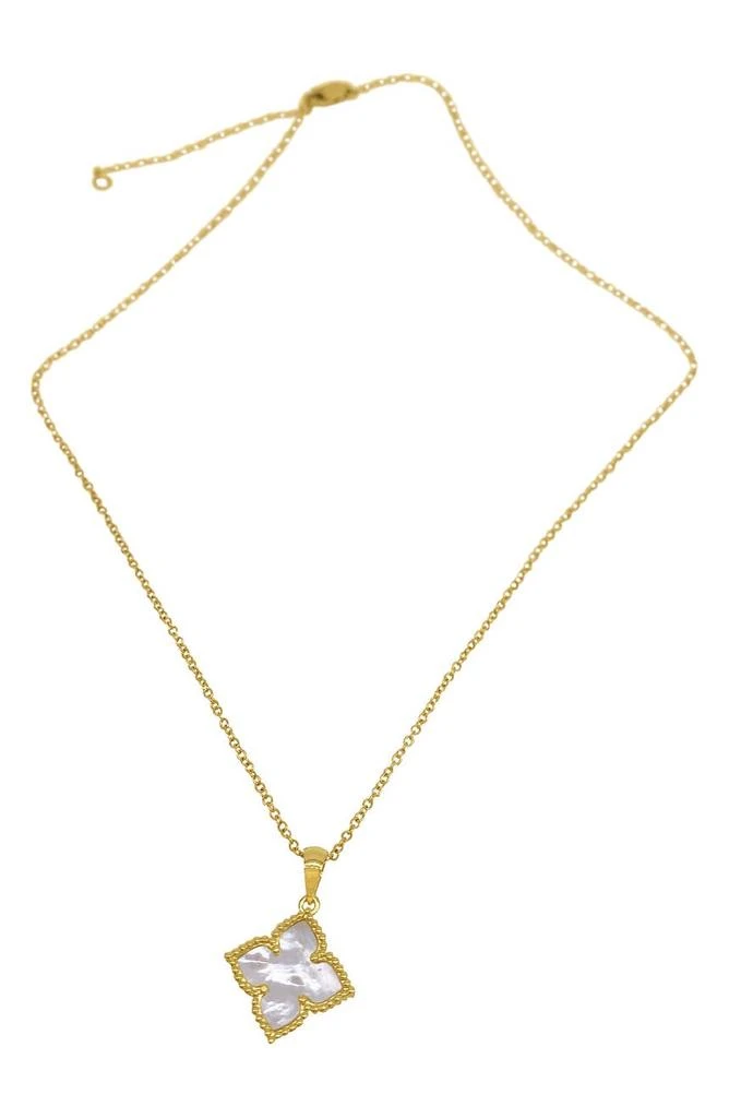 商品ADORNIA|14K Yellow Gold Plated Pink Mother of Pearl Flower Pendant Necklace,价格¥149,第3张图片详细描述