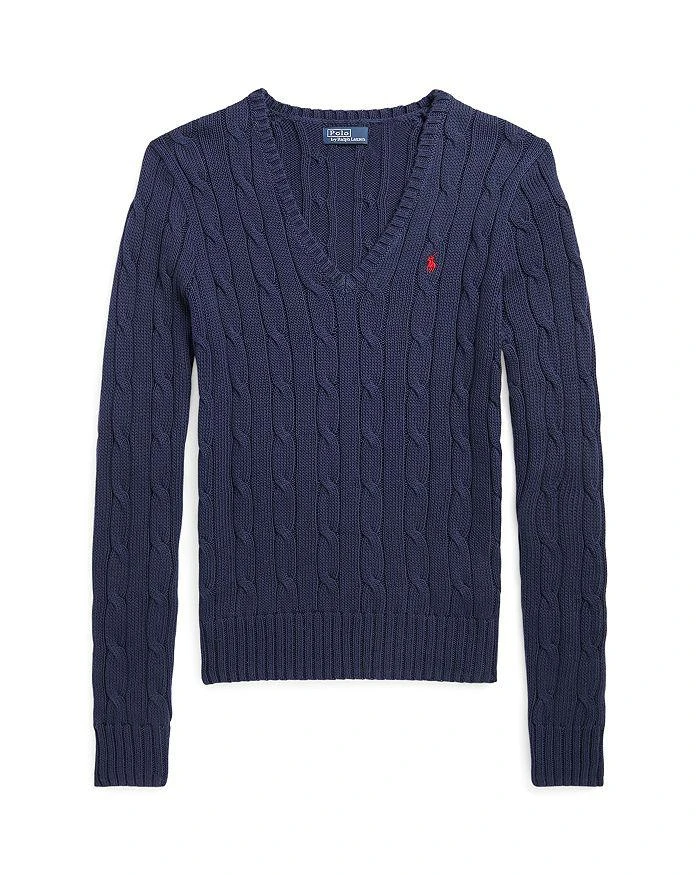 商品Ralph Lauren|Women's Cable Knit Cotton V Neck Sweater,价格¥1231,第4张图片详细描述