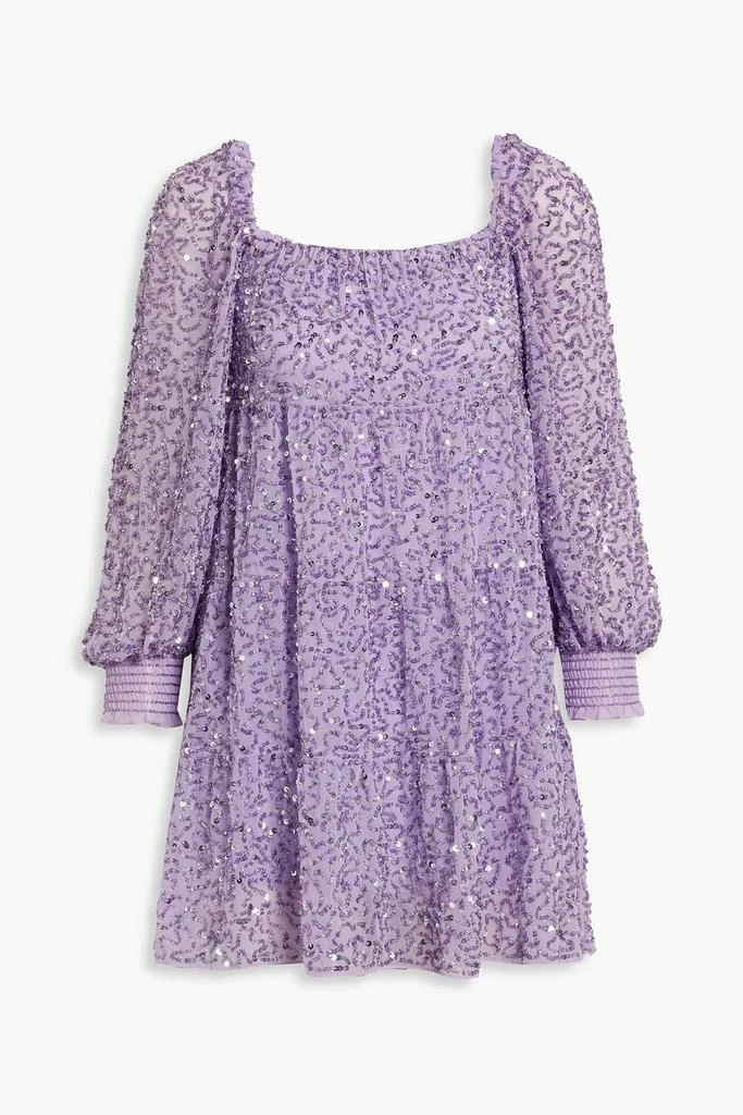 商品Alice + Olivia|Rowen gathered embellished chiffon mini dress,价格¥1562,第1张图片