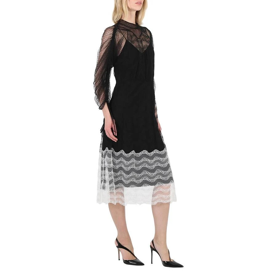 商品Burberry|Ladies Black Geometric Lace Dress With Gathered-sleeves,价格¥2806,第2张图片详细描述