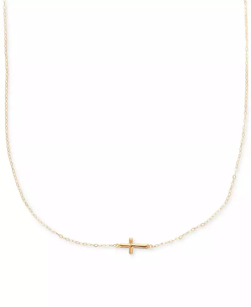 商品Macy's|Sideways Cross Pendant Necklace in 10k Gold,价格¥565,第1张图片