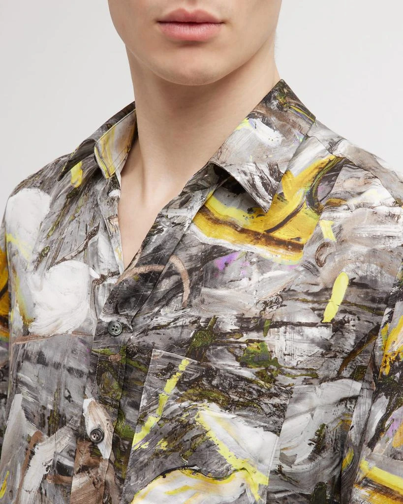 商品Diesel|Men's Abstract Paint-Print Sport Shirt,价格¥1709,第5张图片详细描述