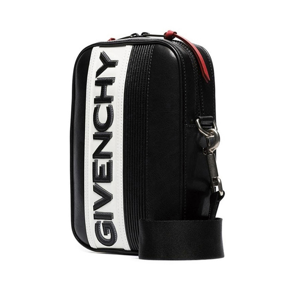 Givenchy 纪梵希 男士黑色/白色牛皮LOGO印花斜挎包单肩包 BK504YK0LP-004商品第4张图片规格展示
