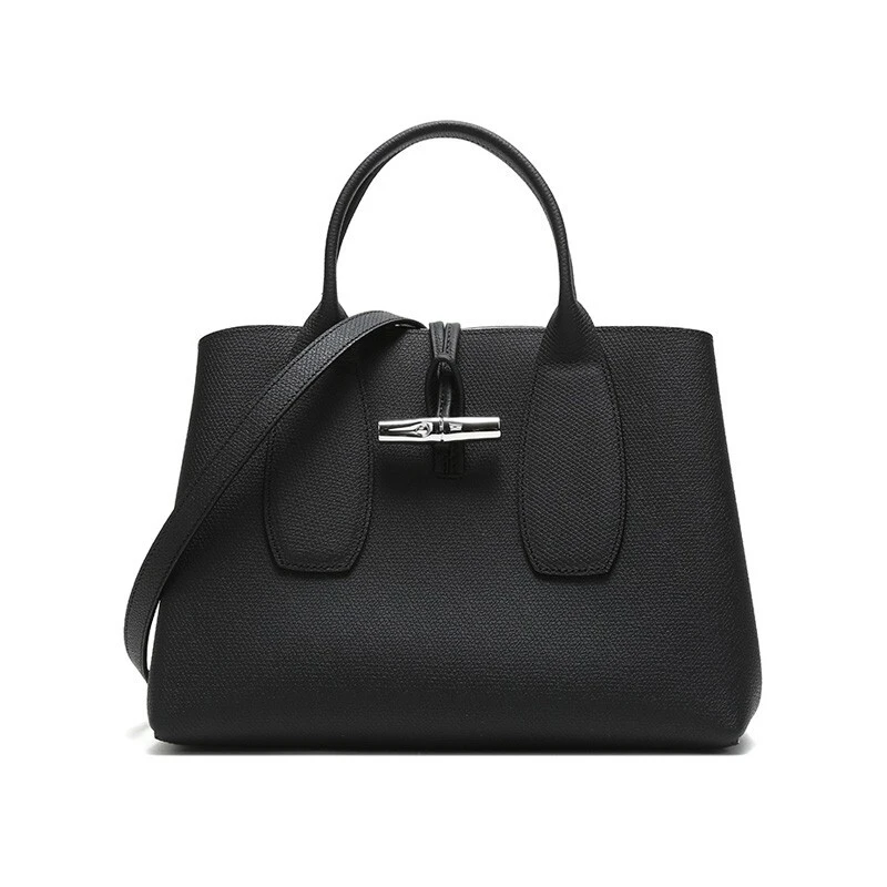 商品[国内直发] Longchamp|珑骧女士ROSEAU系列30中号牛皮革竹节扣可拆卸肩带手提单肩斜挎包比格包灰色棕色黑色10058 HPN ,价格¥3257,第1张图片