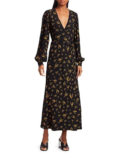 商品Ganni|Long Floral Wrap Dress,价格¥465,第3张图片详细描述