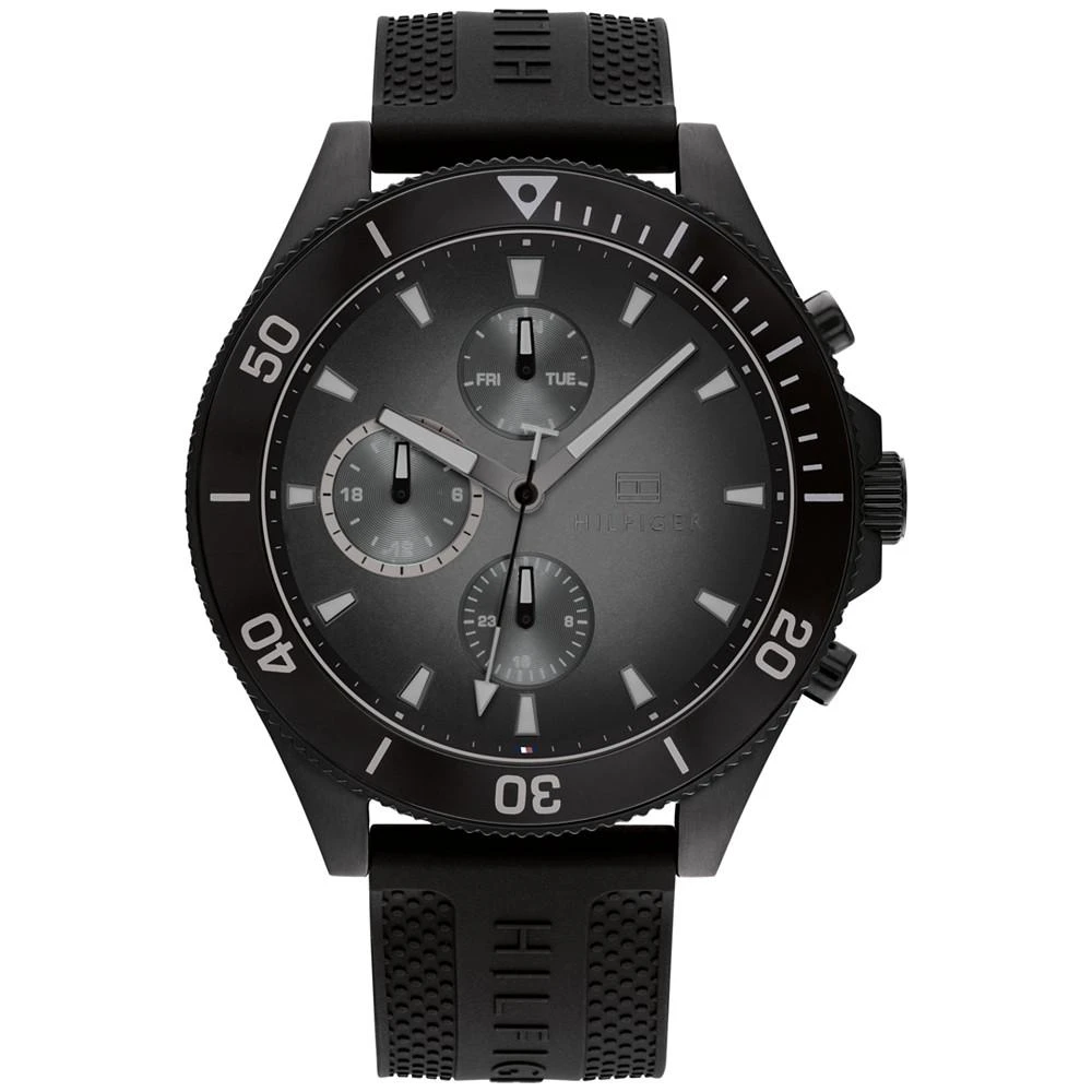 商品Tommy Hilfiger|Men's Black Silicone Strap Watch 46mm,价格¥986,第1张图片