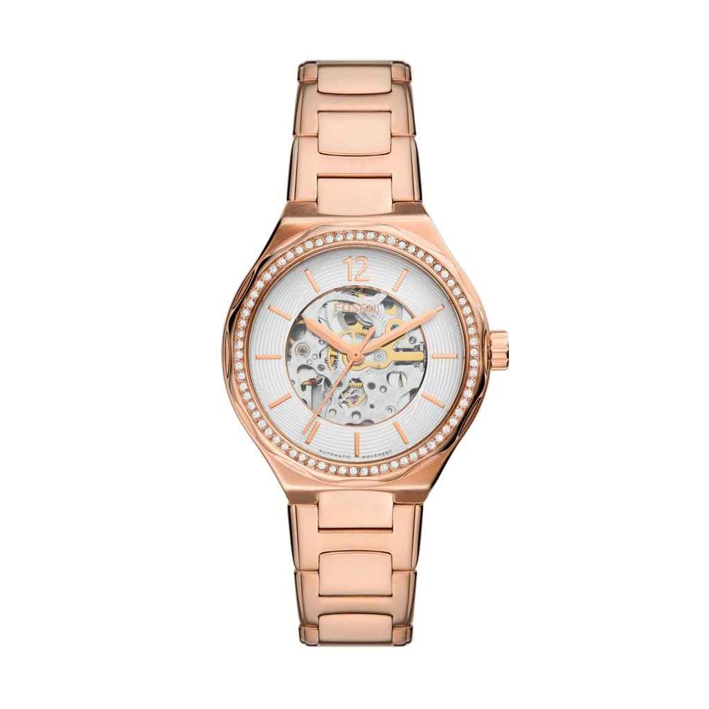 商品Fossil|Fossil Women's Eevie Automatic, Rose Gold-Tone Stainless Steel Watch,价格¥619,第1张图片