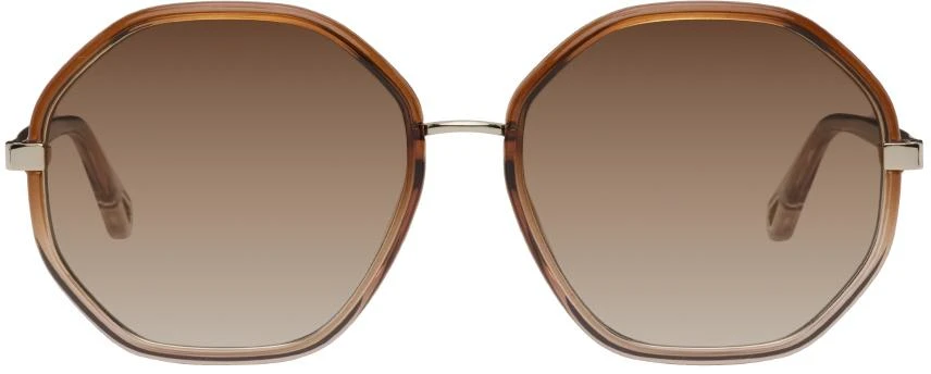 商品Chloé|Brown Hexagonal Sunglasses,价格¥1928,第1张图片