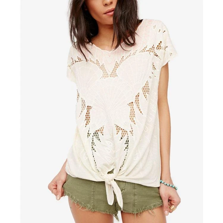 商品Free People|Castaway Tie-Hem Embroidered Tunic,价格¥187,第1张图片